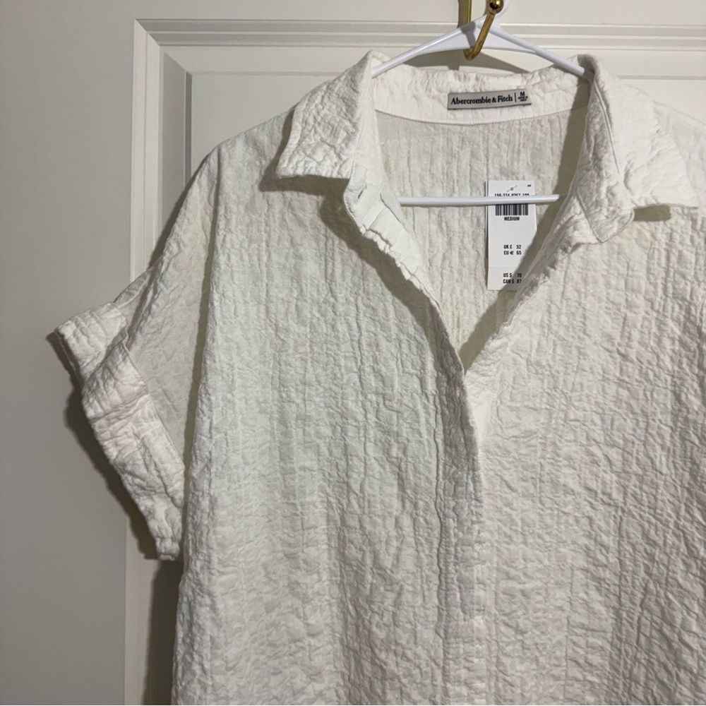 NWT Abercrombie & Fitch White Textured Button Through Shirt Dress - Picture 5 of 8